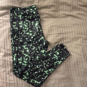 CVG Green and Black Radioactive Patterned Leggings - Full Length